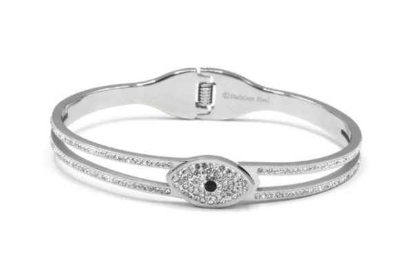 Stainless Steel cz Evil Eye Bangel