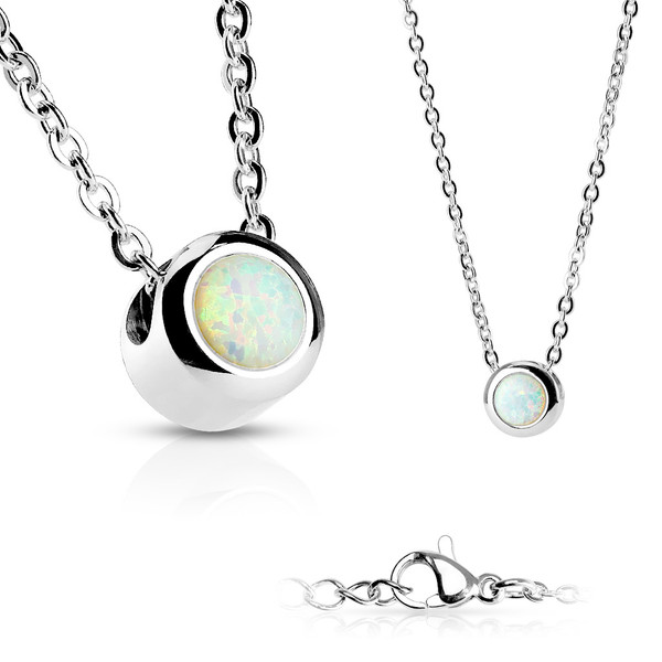 Stainless Steel Opal Necklace