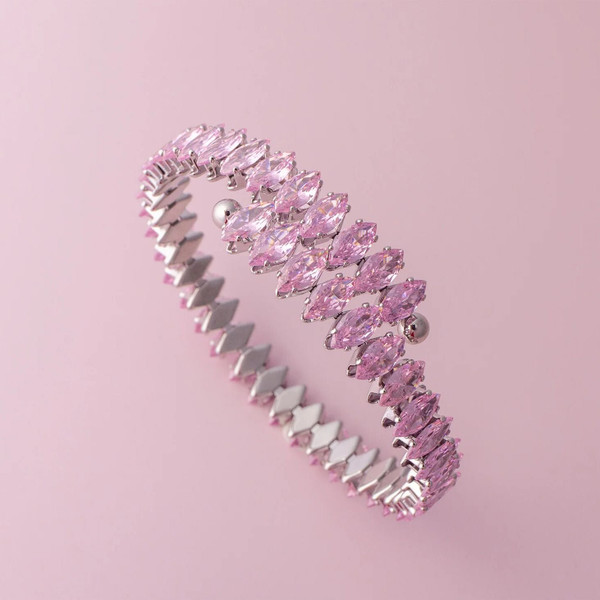 Stainless Steel pink CZ coil bracelet