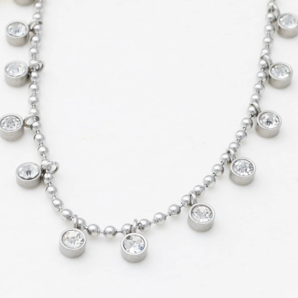 Stainless steel bezel drop necklace