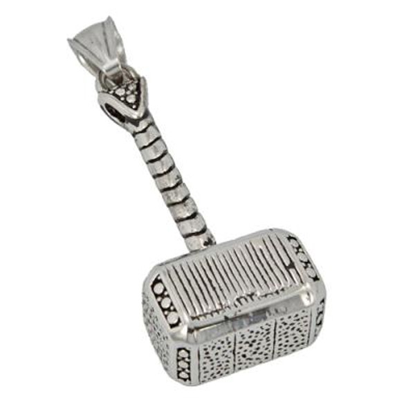 Thor's Hammer Pendant Stainless Steel Includes Stainless Steel Chain 
20mm x 46mm
High Polish Finish
316L Stainless Steel 