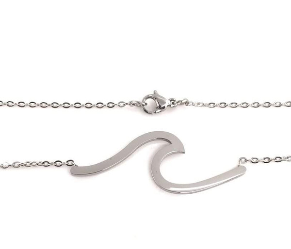 Stainless steel wave necklace