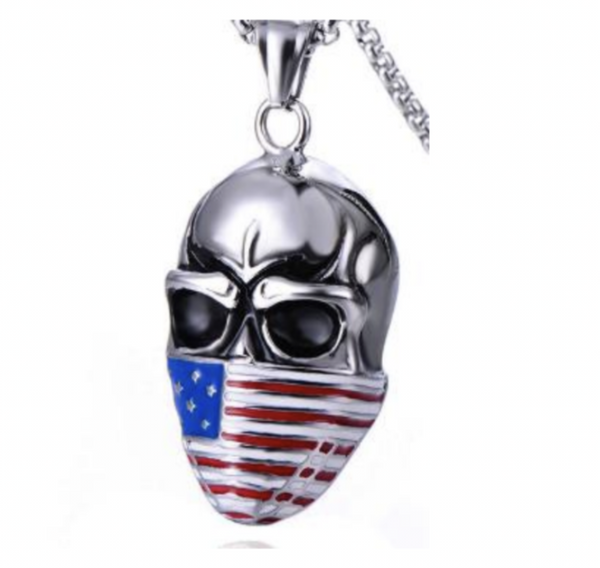 Stainless Steel American Flag Skull Pendant Necklace

Includes a stainless steel 24 inch Rolo Chain

Pendant is 1.88 inches 