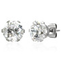 Stainless Steel 
 Round 
 8MM Cubic Zirconia 
 Stud Earrings 
