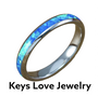 Stainless Steel Blue opal band rings 