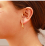 Stainless Steel Rounded Rectangle Huggie Earrings