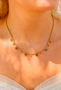 Stainless Steel Multicolor Beaded Charm Necklace 