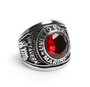 Stainless Steel United States Marine Corp Military Men's Ring with Red Stone