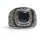 United States Navy Military Stainless Steel Men's Ring with Blue Stone