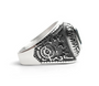 United States Navy Military Stainless Steel Men's Ring with Blue Stone