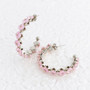 Stainless steel pink CZ post hoop earrings