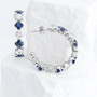 Gorgeous stainless steel blue and clear cubic zirconia post hoop earrings