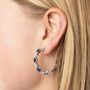 Gorgeous stainless steel blue and clear cubic zirconia post hoop earrings