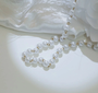 Stainless steel glass pearl beaded necklace with lobster claw clasp
