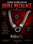 12 mm Stainless Steel Skull Curb Chain With circle spring clasp