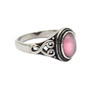 Stainless steel pink cat's eye ring