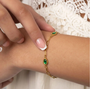 Green Gemstone Stainless Steel Paperclip Bracelet