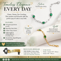 Green Gemstone Stainless Steel Paperclip Bracelet