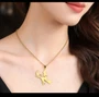 Bewitching Witch & Cat Broomstick Necklace – Stainless Steel – 24" 