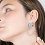 Turquoise Star Drop Hoop Earrings 