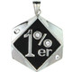 Large Stainless Steel 1%er CZ Pendant. 
 Large stainless steel 1%er pendant with CZ accents. 
Pendant Approx. Weight: 26.8 grams 
 Approx. dimensions:1.53 Inches x 2.20 Inches 

All Pendants come with a Free Stainless Steel Rope Chain 
