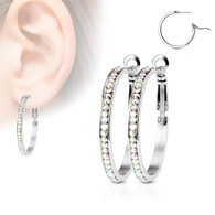 Stainless Steel Aurora Cz Hoop earrings