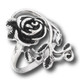 Elegant Stainless Steel Rose Ring w Leaves Design

Floral arrangement" at top is 1+1/8" long x 5/8" wide

Size 6-10
