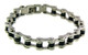 Stainless Steel & Black Bracelet 
Available in Sizes: 
 7. - 10" 
 Highly polished stainless steel bike chain bracelet with black detailing. 
 Approx. Weight: 35.9 grams 