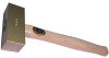Thor 2000 gm (4.41 lb.) 1 3/4" face square brass hammer, wood handle.