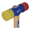 Vaughan 12oz Replaceable tip hammer, 1 3/8" face diameter, 12 1/2" wood handle. 1 red tip, 1 yellow tip.