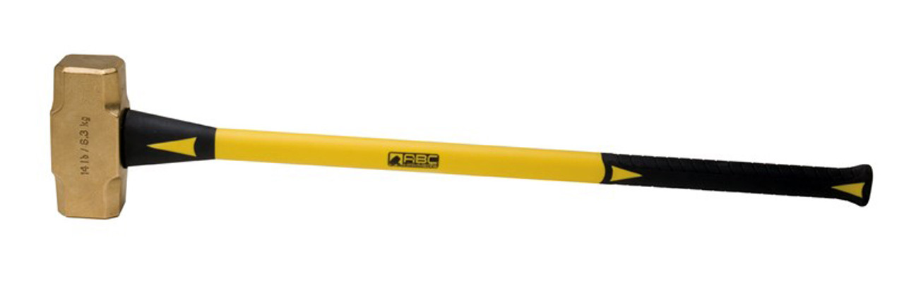 ABC 14 LB. BRASS HAMMER WITH 33" FIBERGLASS HANDLE