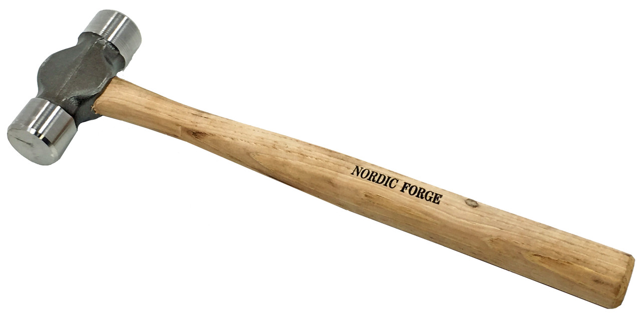 Nordic Forge 1 1/2 lb Farrier Rounding Hammer, 1 3/8 inch faces, 14 inch hickory handle.