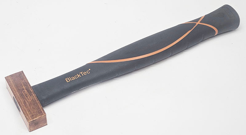 Picard 9 oz Square Copper mallet black rubber coated handle.