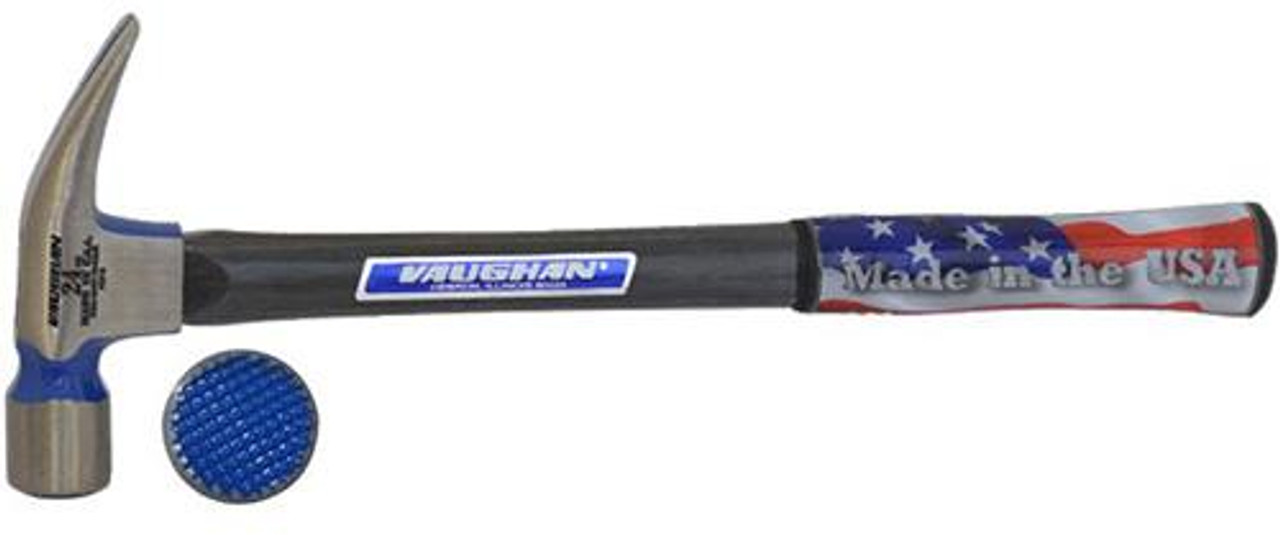 Vaughan 24oz. Straight Claw, Milled face, 17" Fiberglass Hollow core handle.