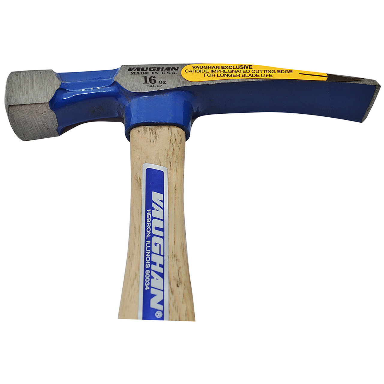 Vaughan BL16TC 16 oz. Carbide Chisel Bricklayer's Hammer, 11" Wood handle