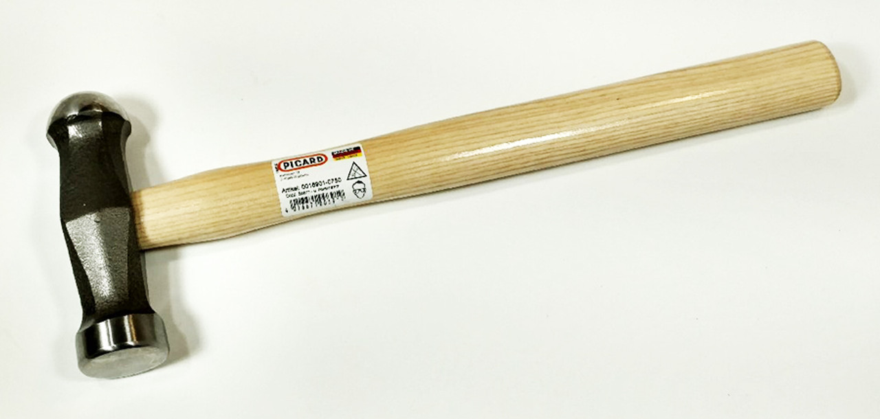 Picard 750 gm Polishing Hammer, 35mm domed face, 35mm flat face, wood handle.