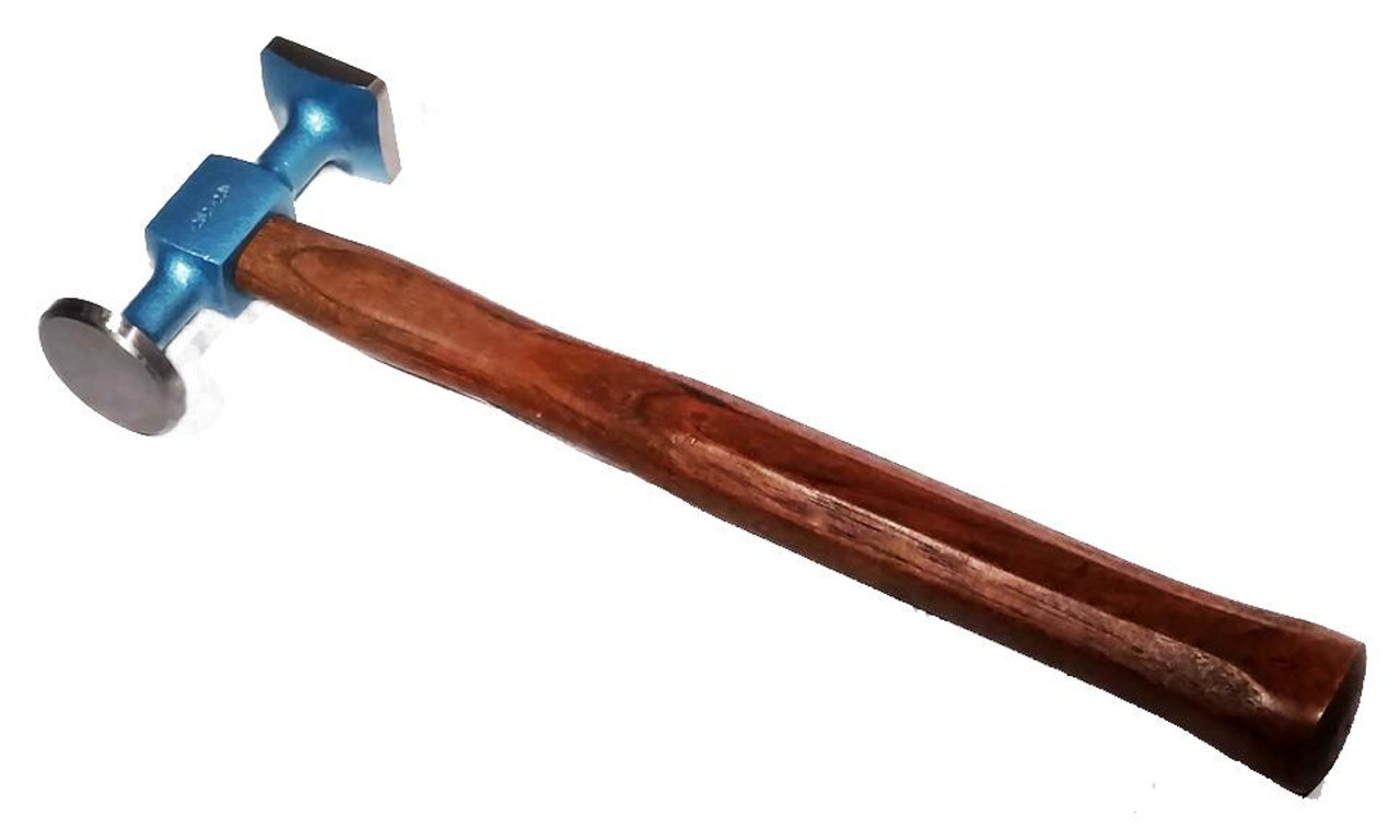 Picard Short Pattern Planishing Hammer, 380 gm (13oz), 40 mm round face and 35mm square face, wood handle.