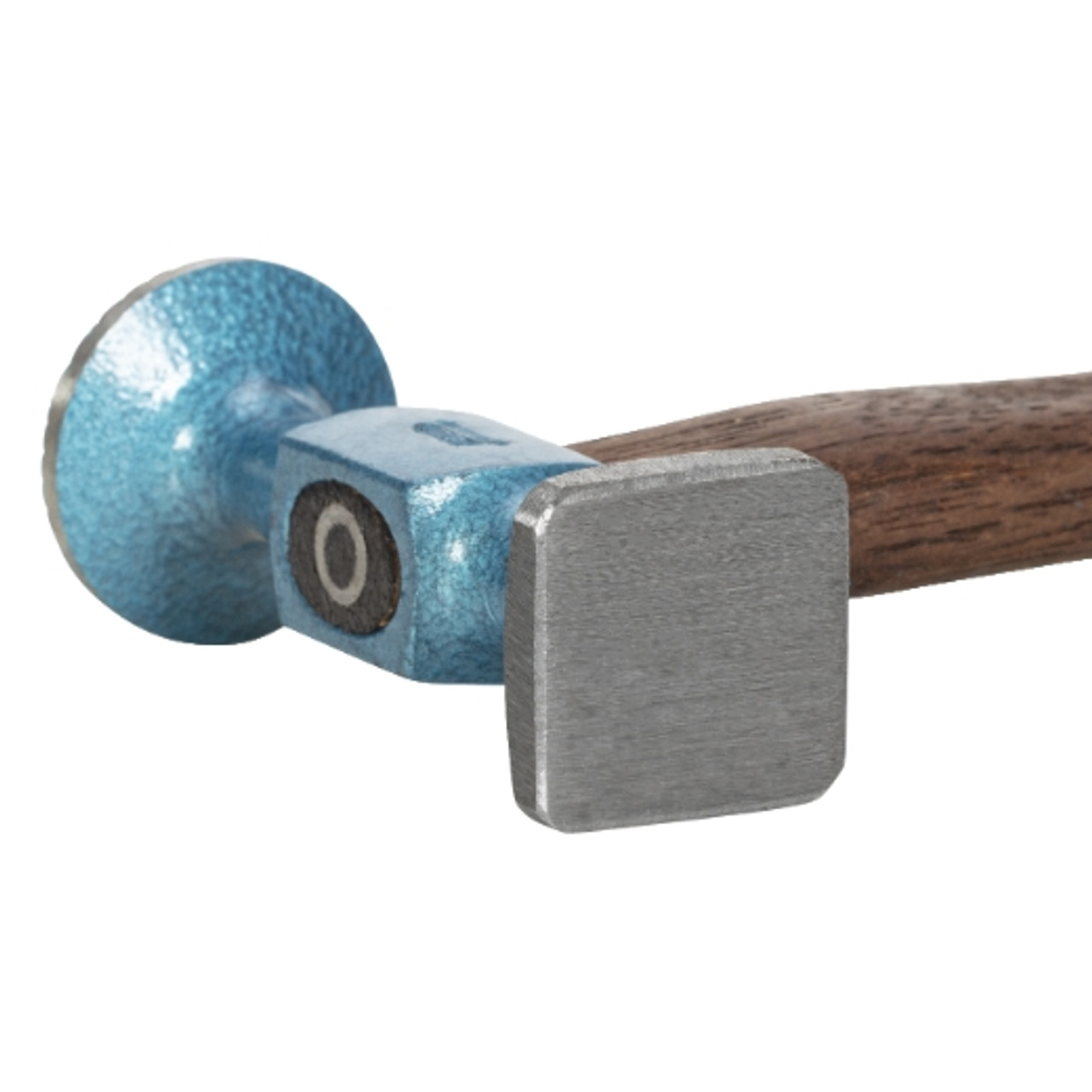 Picard Short Pattern Planishing Hammer 380gm(13oz), 40mm round CHECKED face and 35mm square smooth face, wood handle.