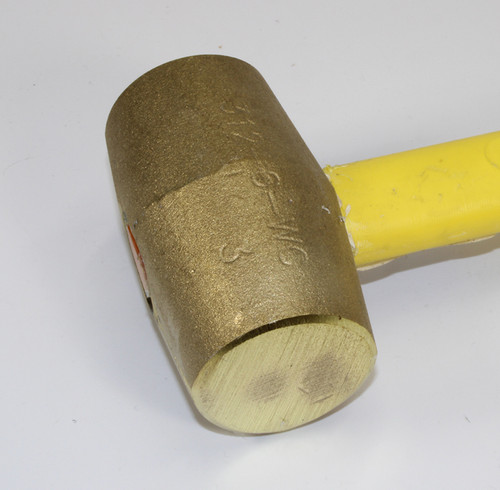 3 lb Nickel Aluminum Bronze Hammer, 1 3/4 inch face, 14 inch notched grip, poly-clad fiberglass handle.