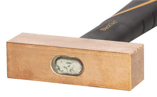 Picard 9 oz Square Copper mallet with black rubber coated fiberglass handle.
