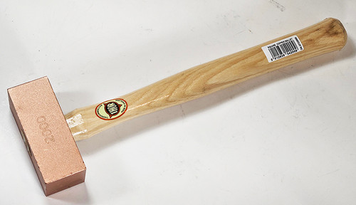 Thor 2050 gm (4 1/2 lbs.) 1.73" Square Extruded Copper Mallet, Wood Handle.