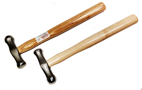 Picard 500 gm (1.1 lb) Polishing Hammer, round faces, 28mm domed, 28mm  flat, wood handle.