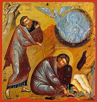 Icon of the Prophet Moses and the Burning - 17th c. Mt. Athos