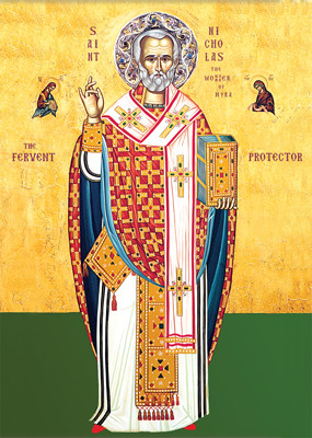 アイコン ロシア正教イコン聖ニコラウス像　22cmx26.5cm Icon of St. Nicholas the Fervent Protector - 20th c. - (1NI10