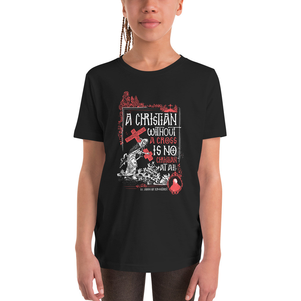 A Christian Without a Cross – Youth's t-shirt (Red and White
