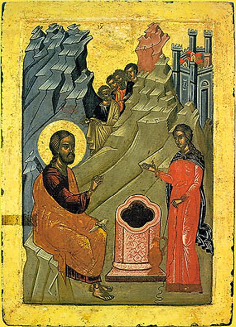 Icon of the Christ with the Samaritan Woman - 17th c. Dionysiou Monastery - (11L40)