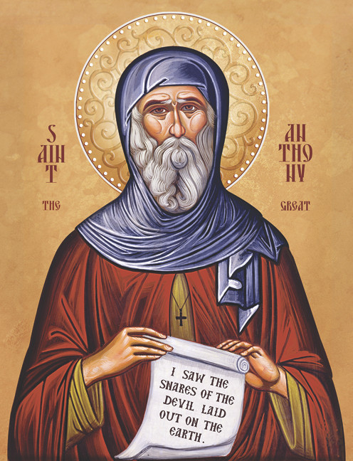 Icon of St. Anthony the Great - 20th c. - (1AN53) - Uncut Mountain