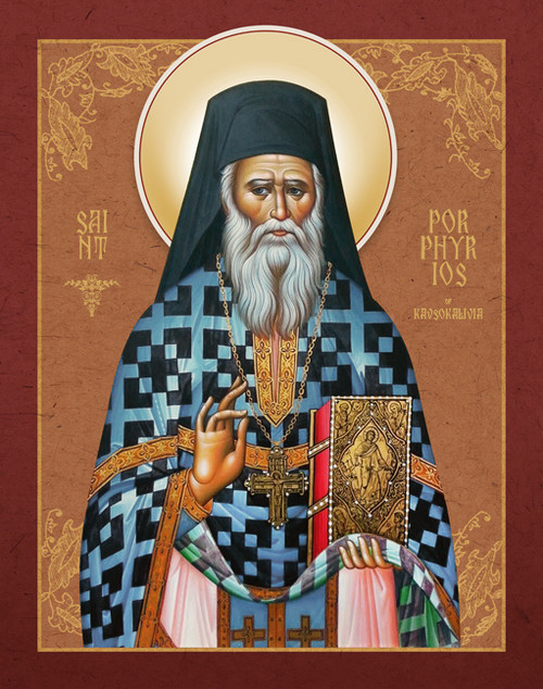 Icon of St. Porphyrios of Kavsokalivia (polystavroi vestments)  - (1PO13) Icon of St. Porphyrios of Kavsokalivia (polystavroi vestments)  - (1PO13)