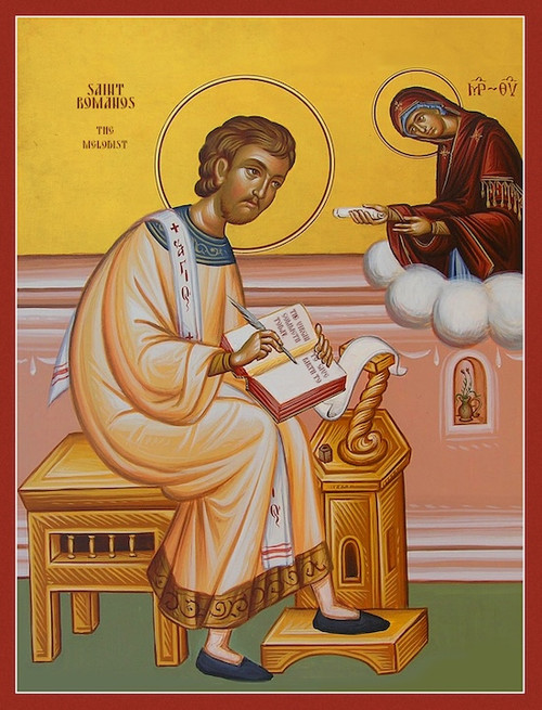 Icon of St. Romanos Melodist - (sitting). - (1RO13)