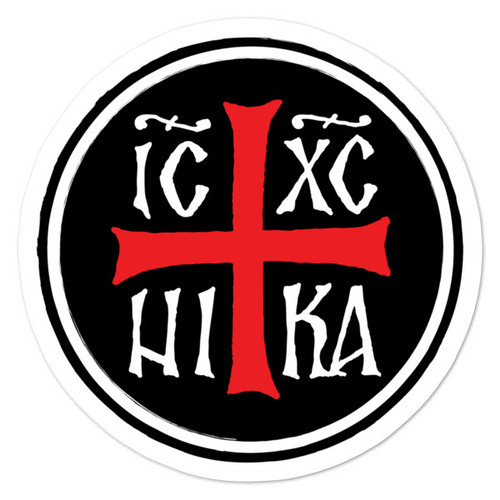 Rugged Red Black and White ICXC NIKA Sticker